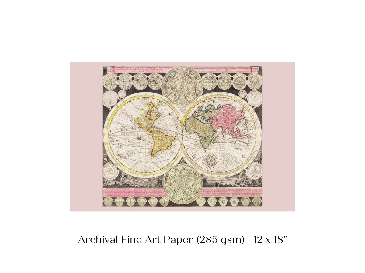 Vintage World Map | P162 - Single Art Prints - Piccolo Fiore Prints