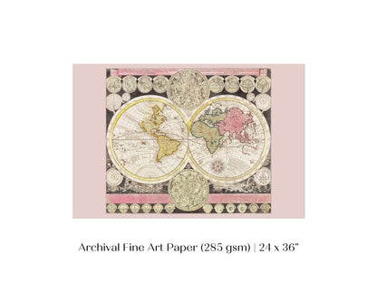 Vintage World Map | P162 - Single Art Prints - Piccolo Fiore Prints