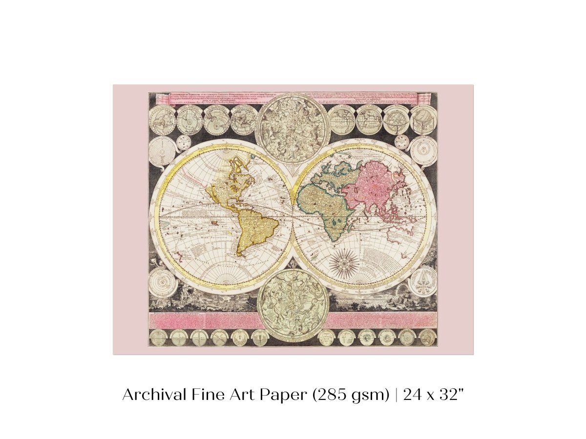 Vintage World Map | P162 - Single Art Prints - Piccolo Fiore Prints