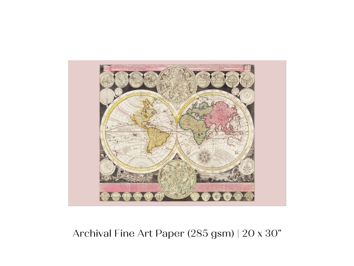 Vintage World Map | P162 - Single Art Prints - Piccolo Fiore Prints