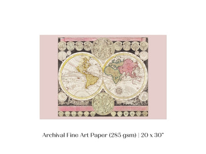 Vintage World Map | P162 - Single Art Prints - Piccolo Fiore Prints
