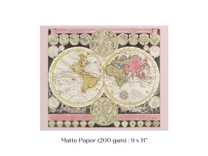 Vintage World Map | P162 - Single Art Prints - Piccolo Fiore Prints