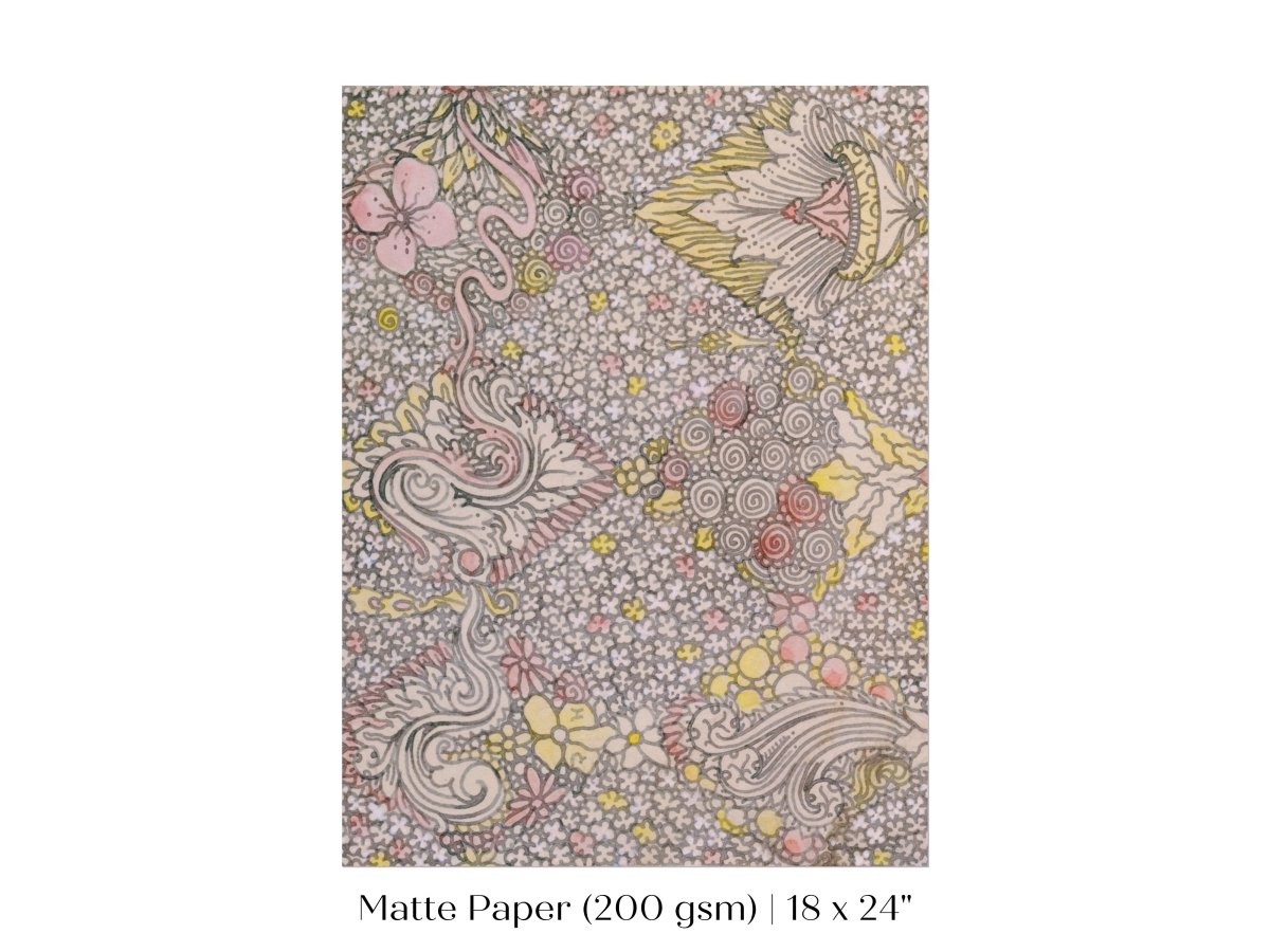 Watercolour Textile Pattern in Pink | P475 - Single Art Prints - Piccolo Fiore Prints