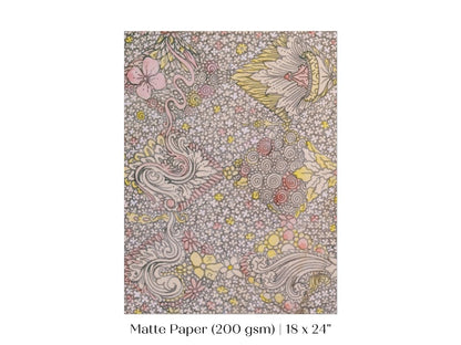 Watercolour Textile Pattern in Pink | P475 - Single Art Prints - Piccolo Fiore Prints