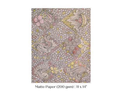 Watercolour Textile Pattern in Pink | P475 - Single Art Prints - Piccolo Fiore Prints