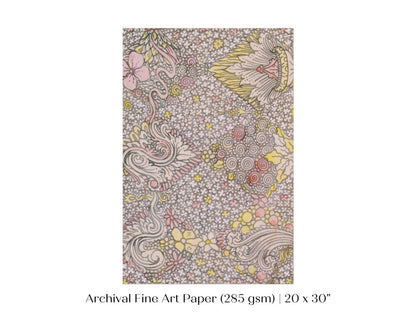 Watercolour Textile Pattern in Pink | P475 - Single Art Prints - Piccolo Fiore Prints