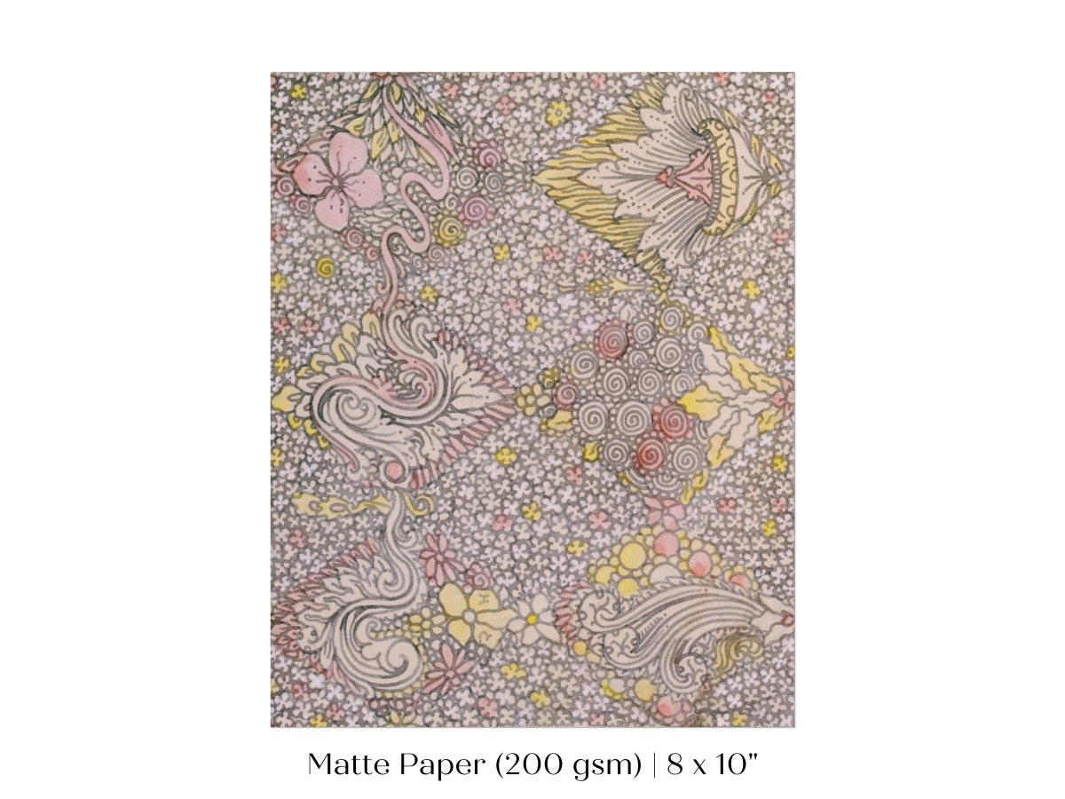 Watercolour Textile Pattern in Pink | P475 - Single Art Prints - Piccolo Fiore Prints