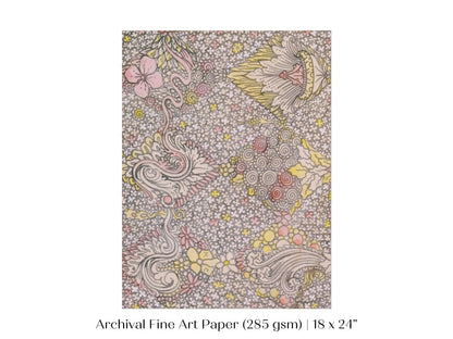 Watercolour Textile Pattern in Pink | P475 - Single Art Prints - Piccolo Fiore Prints