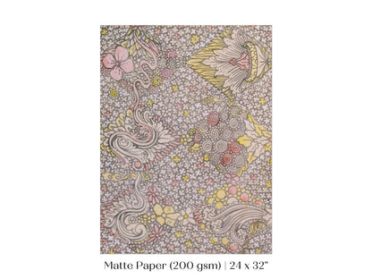 Watercolour Textile Pattern in Pink | P475 - Single Art Prints - Piccolo Fiore Prints