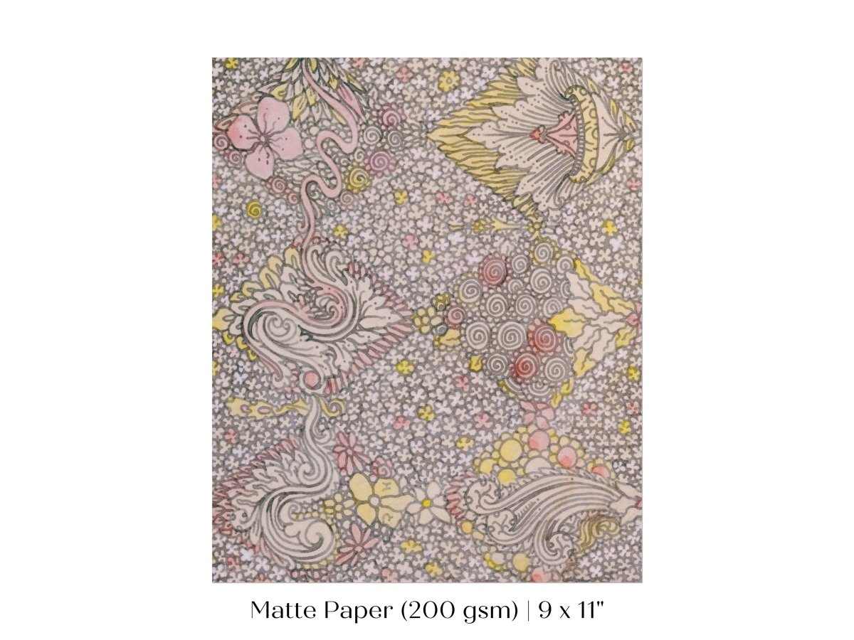 Watercolour Textile Pattern in Pink | P475 - Single Art Prints - Piccolo Fiore Prints