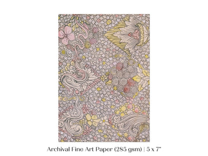 Watercolour Textile Pattern in Pink | P475 - Single Art Prints - Piccolo Fiore Prints