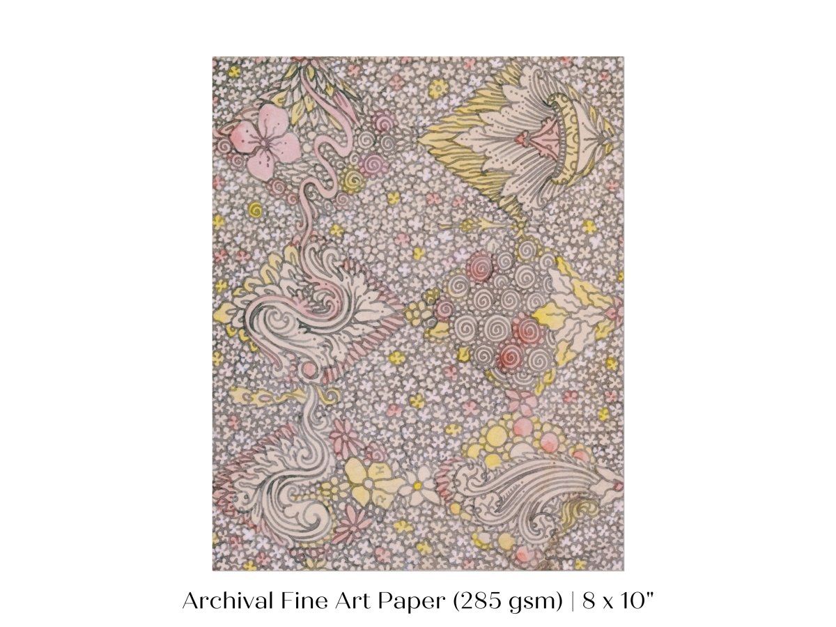 Watercolour Textile Pattern in Pink | P475 - Single Art Prints - Piccolo Fiore Prints