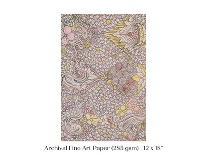 Watercolour Textile Pattern in Pink | P475 - Single Art Prints - Piccolo Fiore Prints