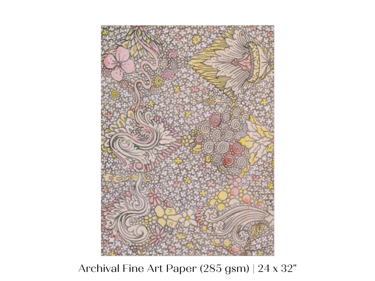 Watercolour Textile Pattern in Pink | P475 - Single Art Prints - Piccolo Fiore Prints