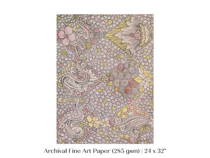 Watercolour Textile Pattern in Pink | P475 - Single Art Prints - Piccolo Fiore Prints