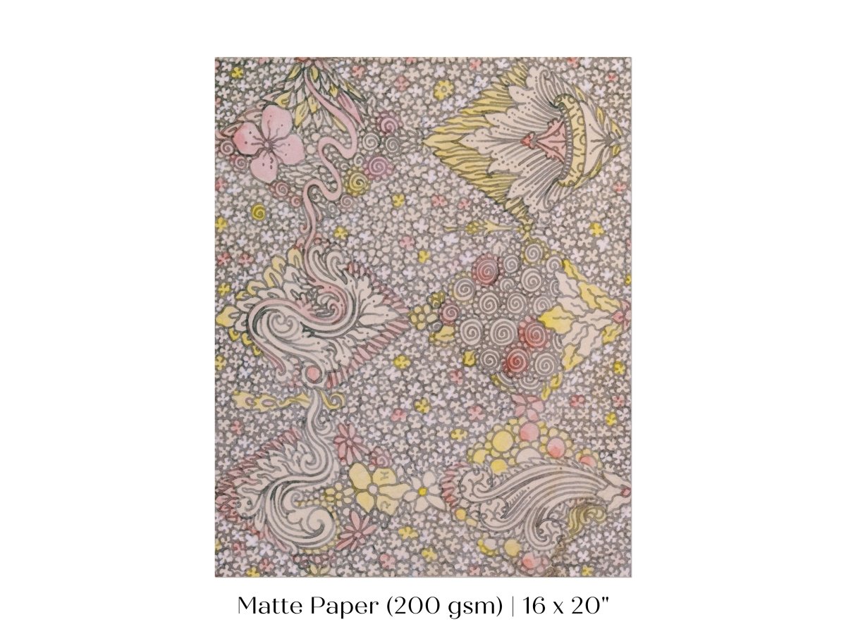 Watercolour Textile Pattern in Pink | P475 - Single Art Prints - Piccolo Fiore Prints