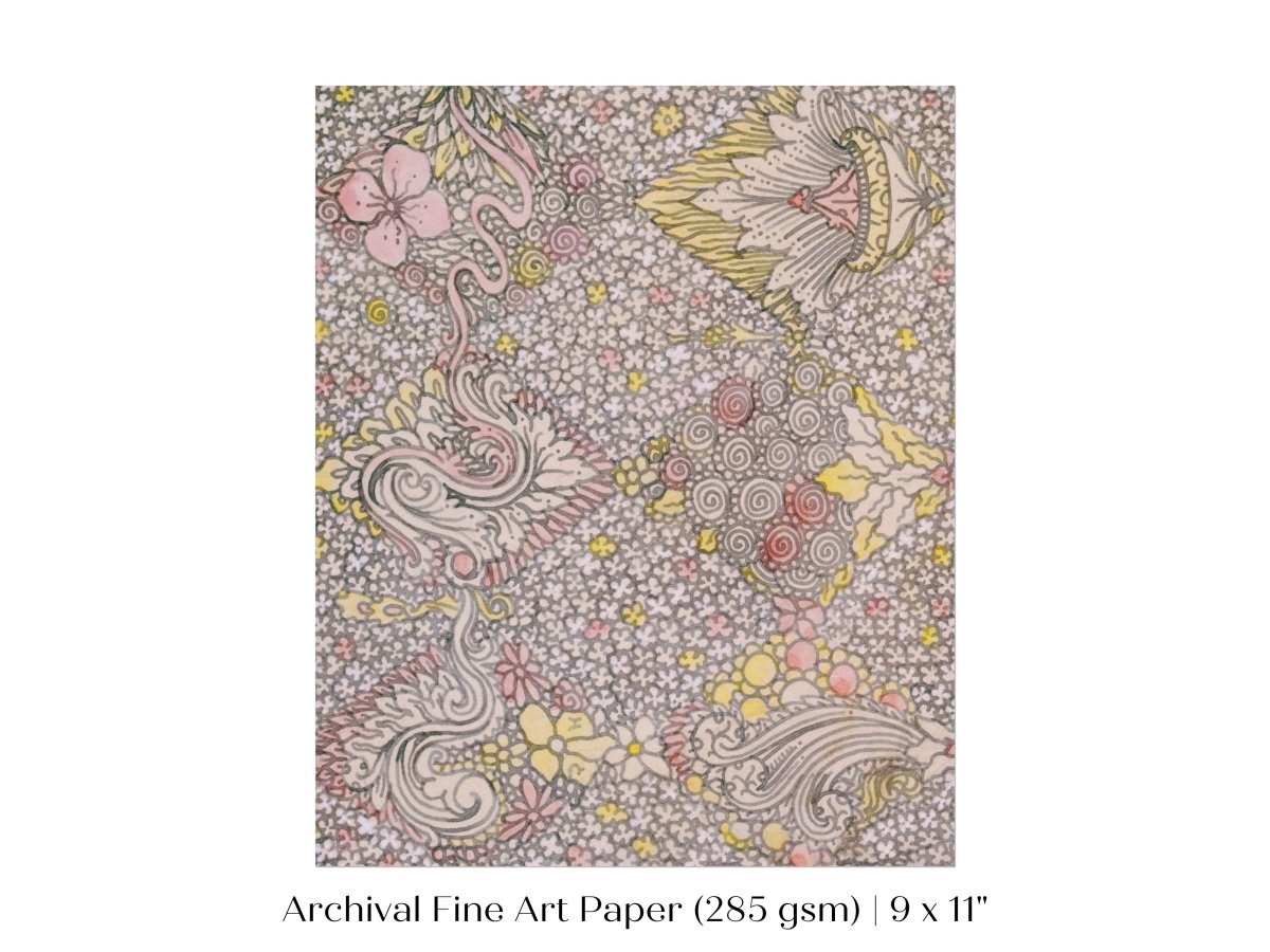 Watercolour Textile Pattern in Pink | P475 - Single Art Prints - Piccolo Fiore Prints