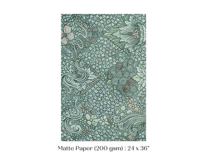 Watercolour Textile Pattern in Teal | P478 - Single Art Prints - Piccolo Fiore Prints