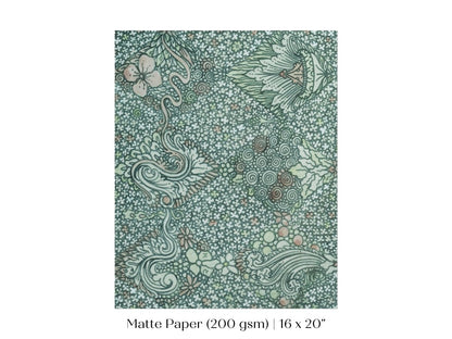 Watercolour Textile Pattern in Teal | P478 - Single Art Prints - Piccolo Fiore Prints