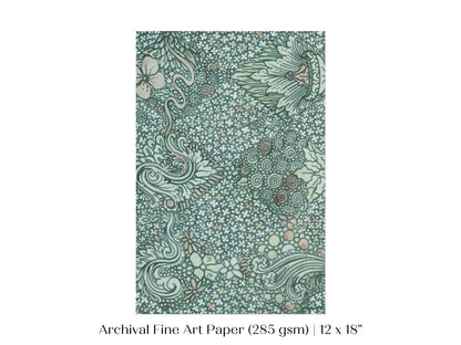 Watercolour Textile Pattern in Teal | P478 - Single Art Prints - Piccolo Fiore Prints
