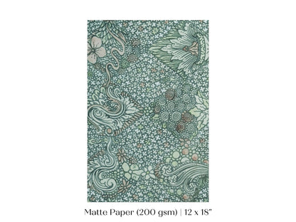 Watercolour Textile Pattern in Teal | P478 - Single Art Prints - Piccolo Fiore Prints