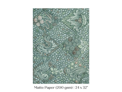 Watercolour Textile Pattern in Teal | P478 - Single Art Prints - Piccolo Fiore Prints