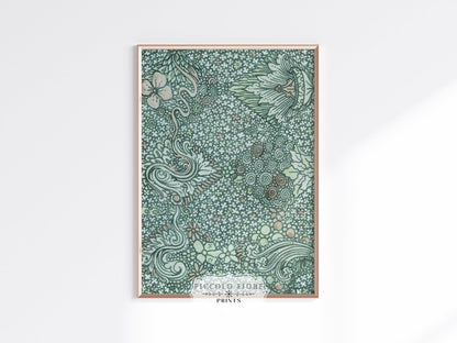 Watercolour Textile Pattern in Teal | P478 - Single Art Prints - Piccolo Fiore Prints