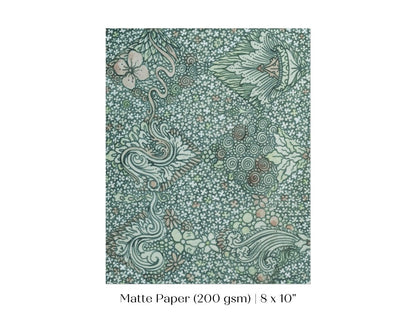 Watercolour Textile Pattern in Teal | P478 - Single Art Prints - Piccolo Fiore Prints