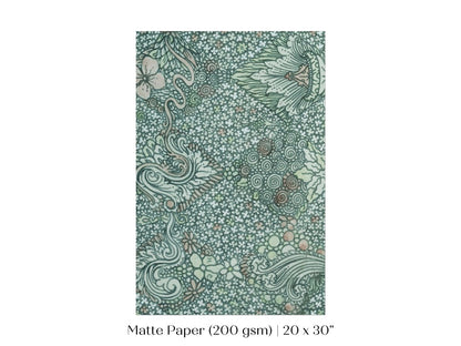 Watercolour Textile Pattern in Teal | P478 - Single Art Prints - Piccolo Fiore Prints