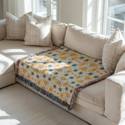 Wavy Blooms | Woven Blanket - Woven Blanket - Piccolo Fiore Prints