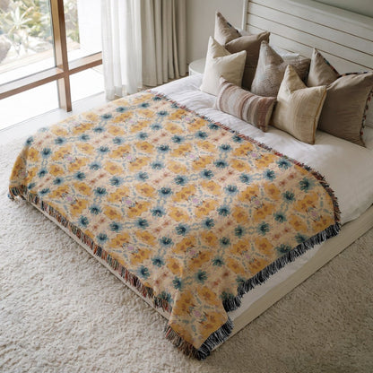 Wavy Blooms | Woven Blanket - Woven Blanket - Piccolo Fiore Prints