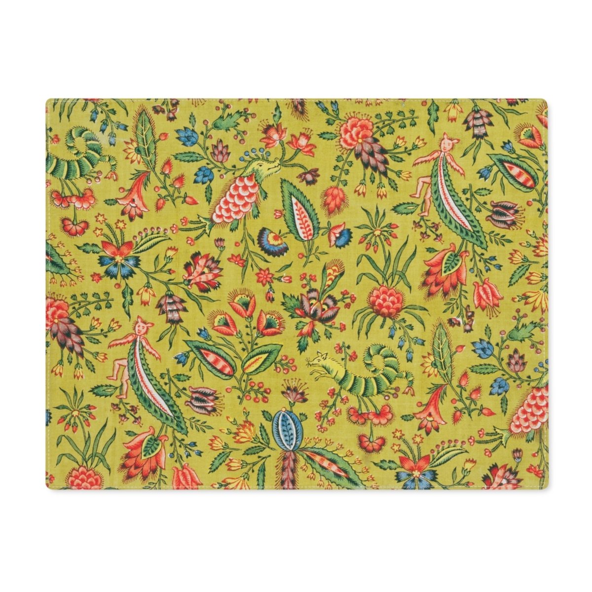 Whimsy in Citrus Green | Placemat - Cotton Twill Placemat - Piccolo Fiore Prints