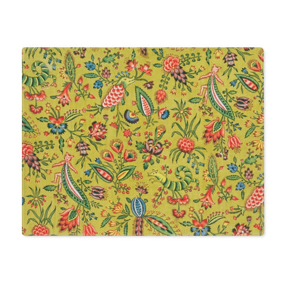 Whimsy in Citrus Green | Placemat - Cotton Twill Placemat - Piccolo Fiore Prints