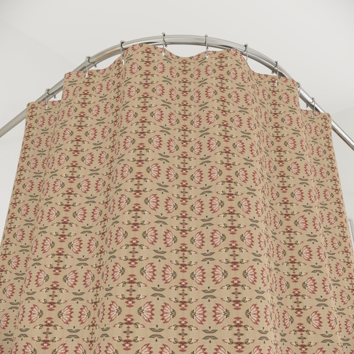 Whimsy Neutral Beige Geometric Floral | Shower Curtain - Shower Curtain - Piccolo Fiore Prints