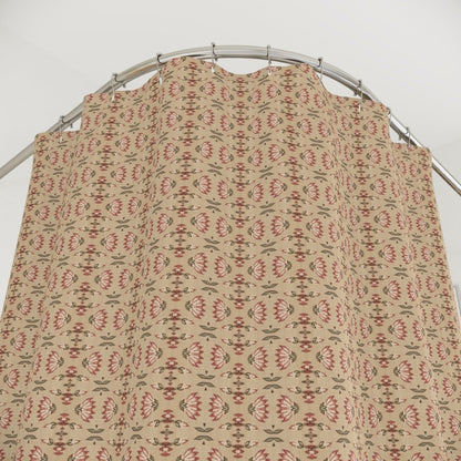 Whimsy Neutral Beige Geometric Floral | Shower Curtain - Shower Curtain - Piccolo Fiore Prints