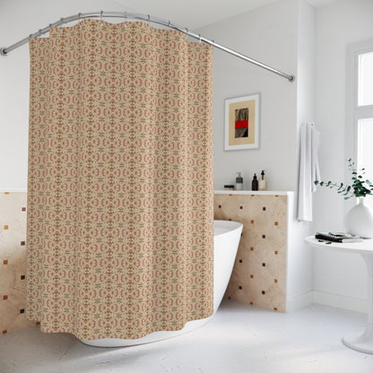 Whimsy Neutral Beige Geometric Floral | Shower Curtain - Shower Curtain - Piccolo Fiore Prints