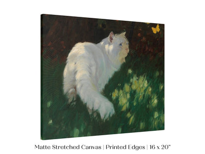 White Cat and Yellow Butterflies | P450 - Single Art Prints - Piccolo Fiore Prints