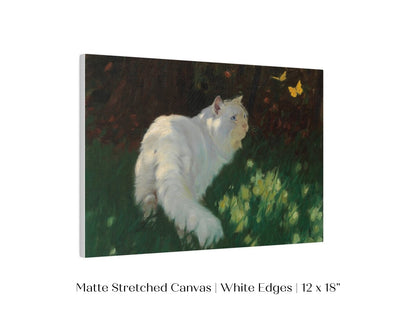 White Cat and Yellow Butterflies | P450 - Single Art Prints - Piccolo Fiore Prints