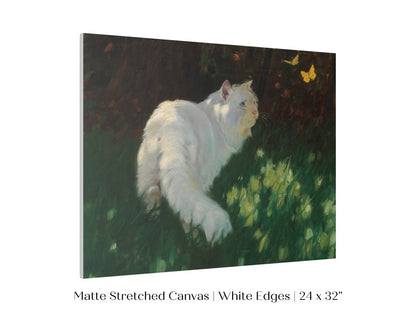 White Cat and Yellow Butterflies | P450 - Single Art Prints - Piccolo Fiore Prints