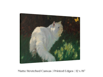 White Cat and Yellow Butterflies | P450 - Single Art Prints - Piccolo Fiore Prints