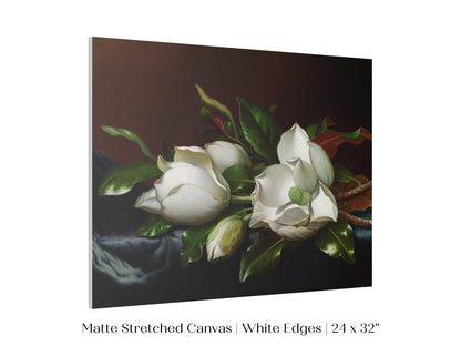 White Magnolias on Blue Velvet Cloth | P349 - Single Art Prints - Piccolo Fiore Prints