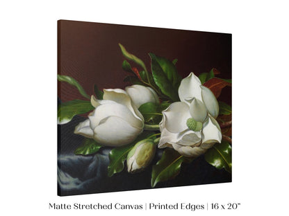 White Magnolias on Blue Velvet Cloth | P349 - Single Art Prints - Piccolo Fiore Prints
