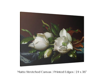 White Magnolias on Blue Velvet Cloth | P349 - Single Art Prints - Piccolo Fiore Prints
