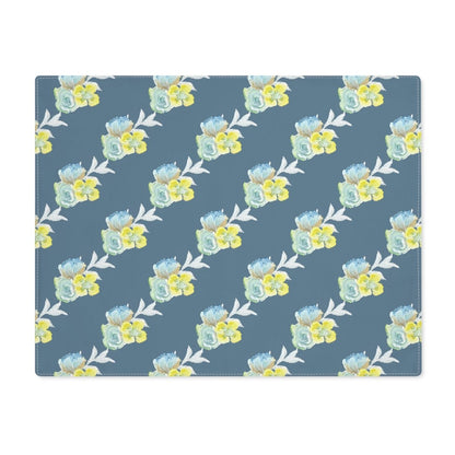 Wild Rose Diagonal Stripe in Teal | Placemat - Cotton Twill Placemat - Piccolo Fiore Prints