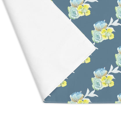 Wild Rose Diagonal Stripe in Teal | Placemat - Cotton Twill Placemat - Piccolo Fiore Prints