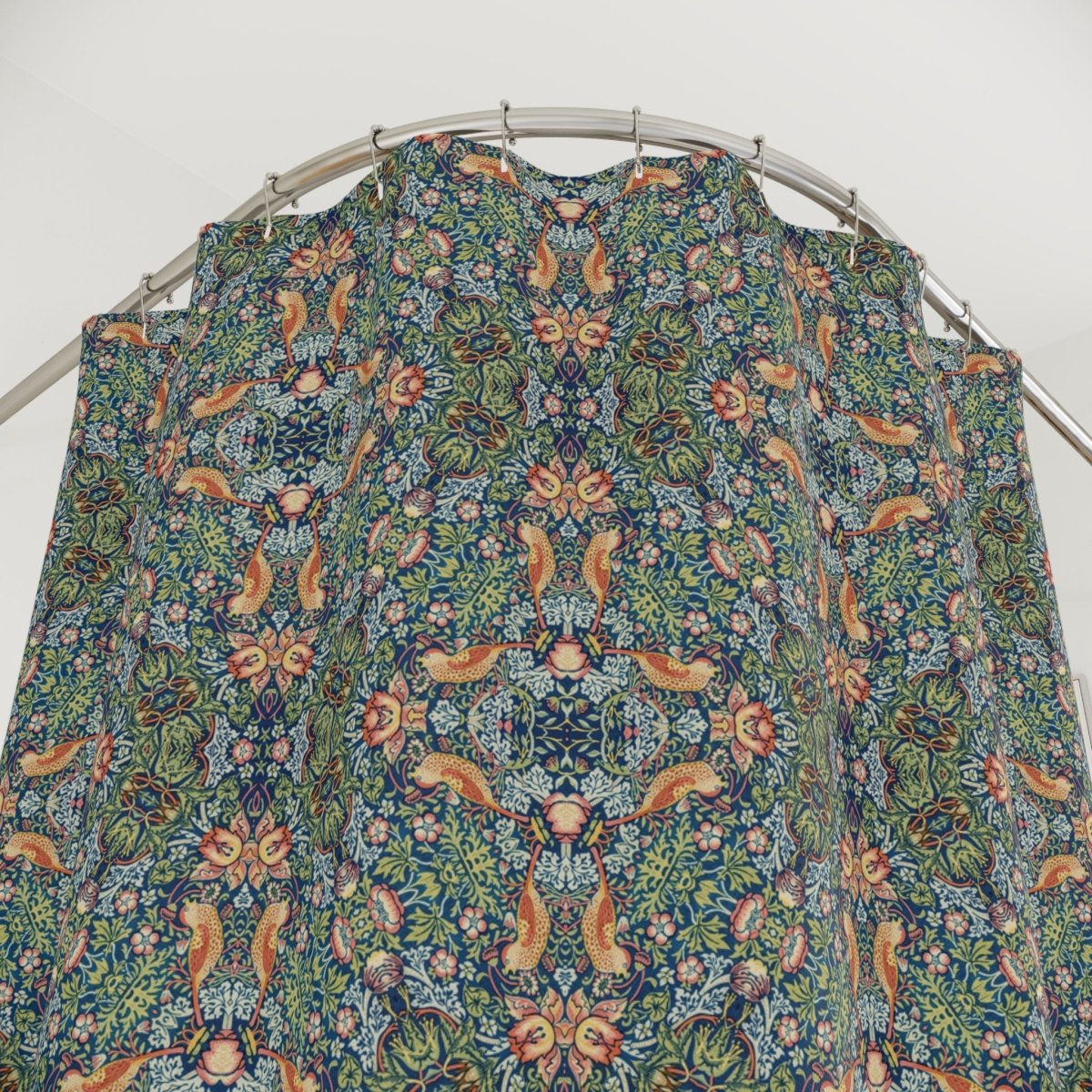 William Morris Strawberry Thief Inspired Shower Curtain - Shower Curtain - Piccolo Fiore Prints