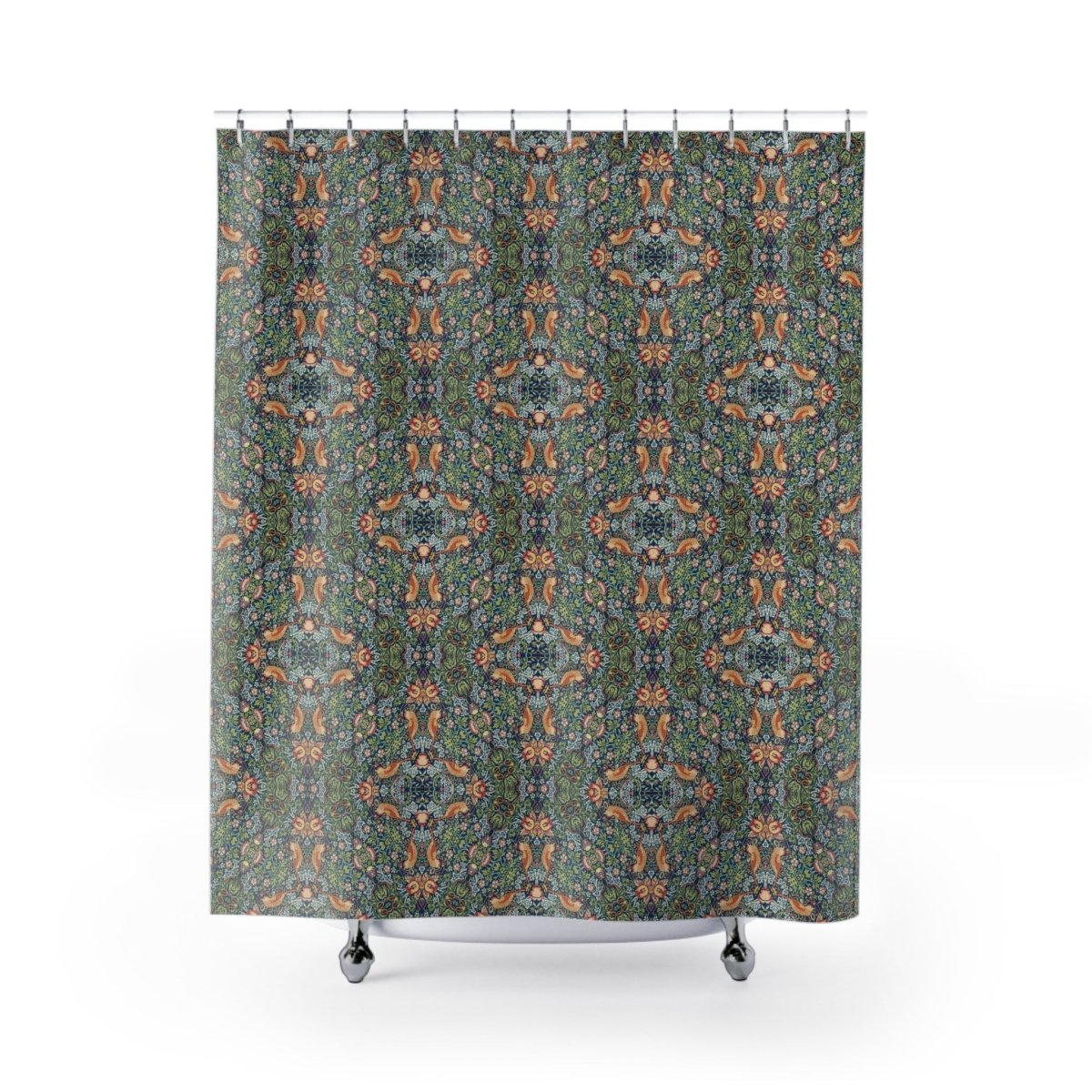 William Morris Strawberry Thief Inspired Shower Curtain - Shower Curtain - Piccolo Fiore Prints