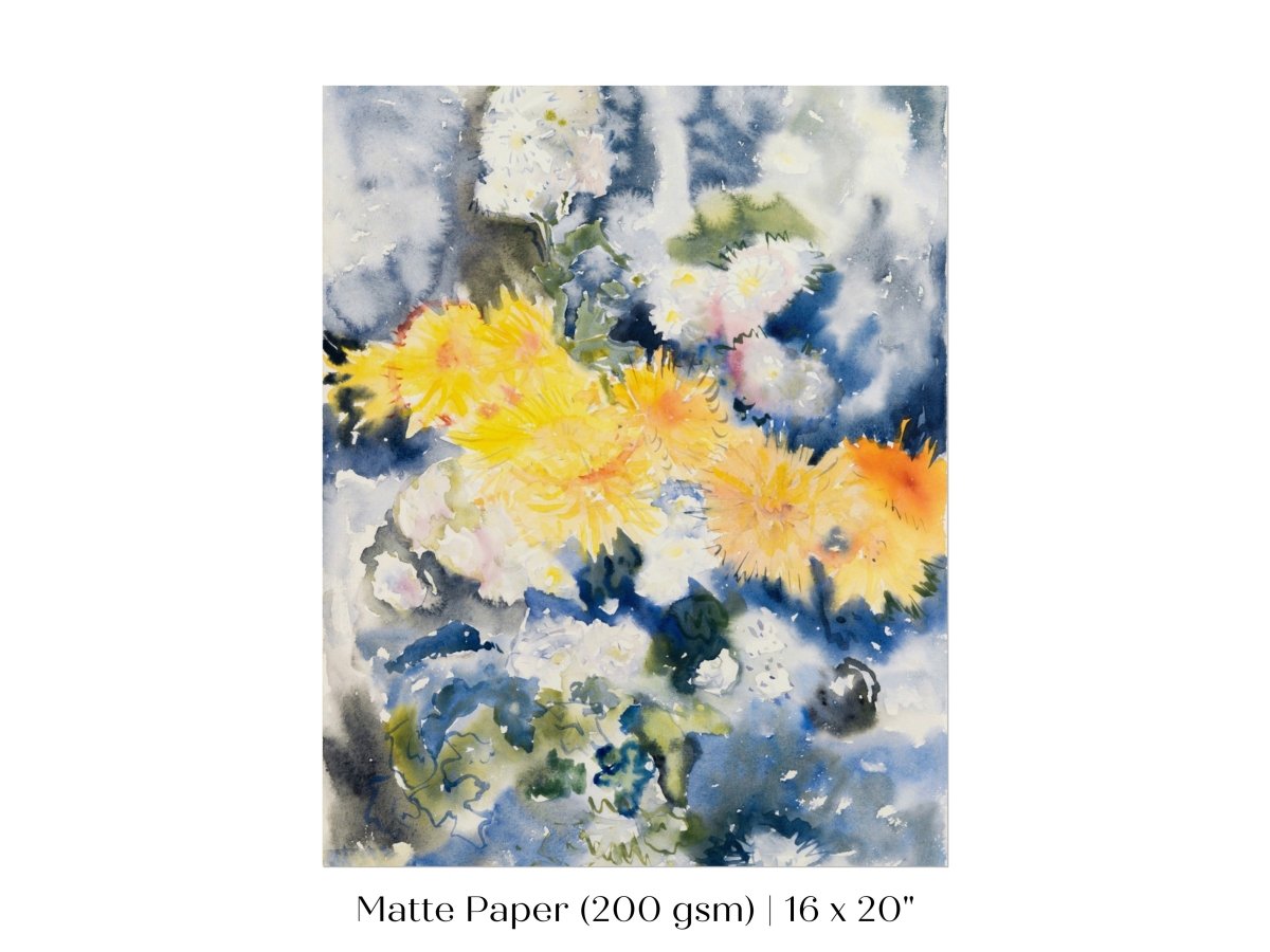 Yellow and Blue Watercolour Abstract | P64 - Single Art Prints - Piccolo Fiore Prints