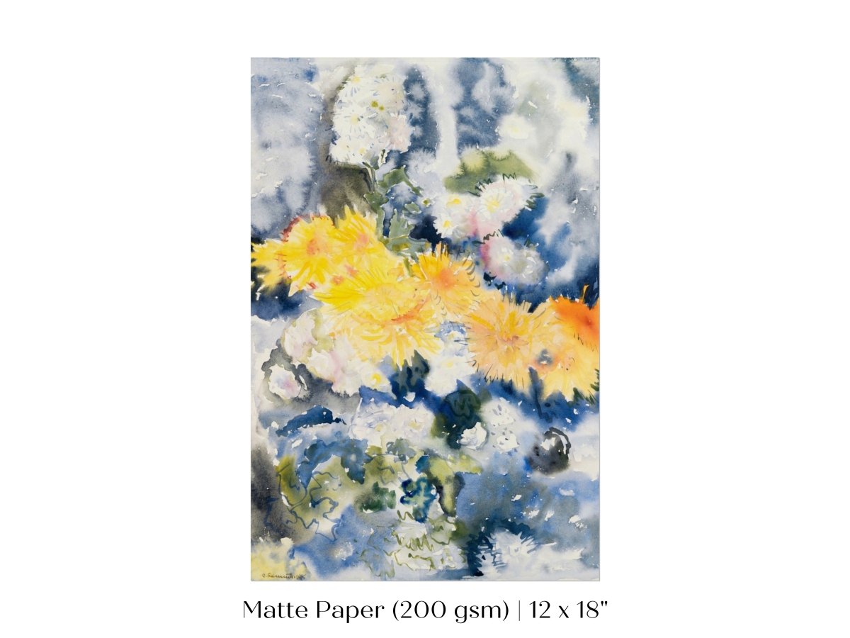 Yellow and Blue Watercolour Abstract | P64 - Single Art Prints - Piccolo Fiore Prints