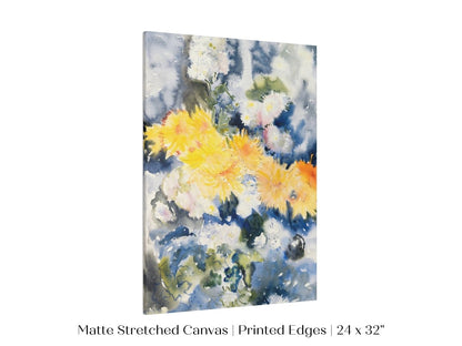 Yellow and Blue Watercolour Abstract | P64 - Single Art Prints - Piccolo Fiore Prints